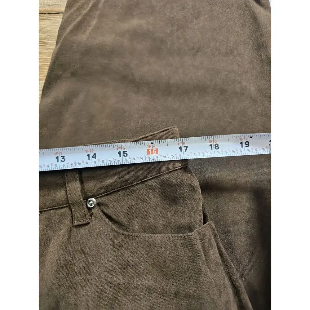 Chadwick's Faux Leather Suede Wide Leg Straight Pants Women's Size 16 Brown - Picture 6 of 6